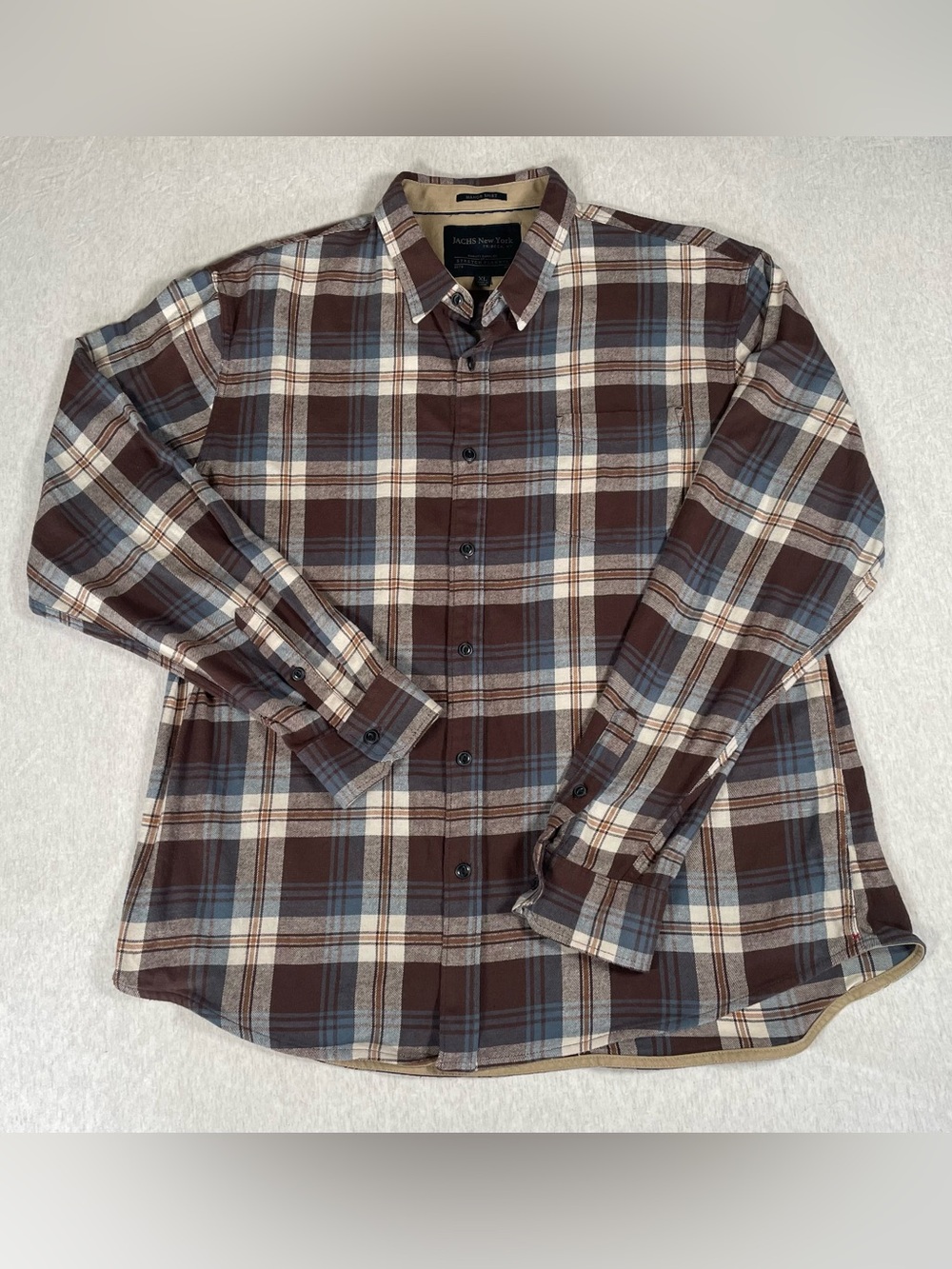 Jachs New York Stretch Flannel Button Down Mens Size XL Long Sleeve Manor Shirt